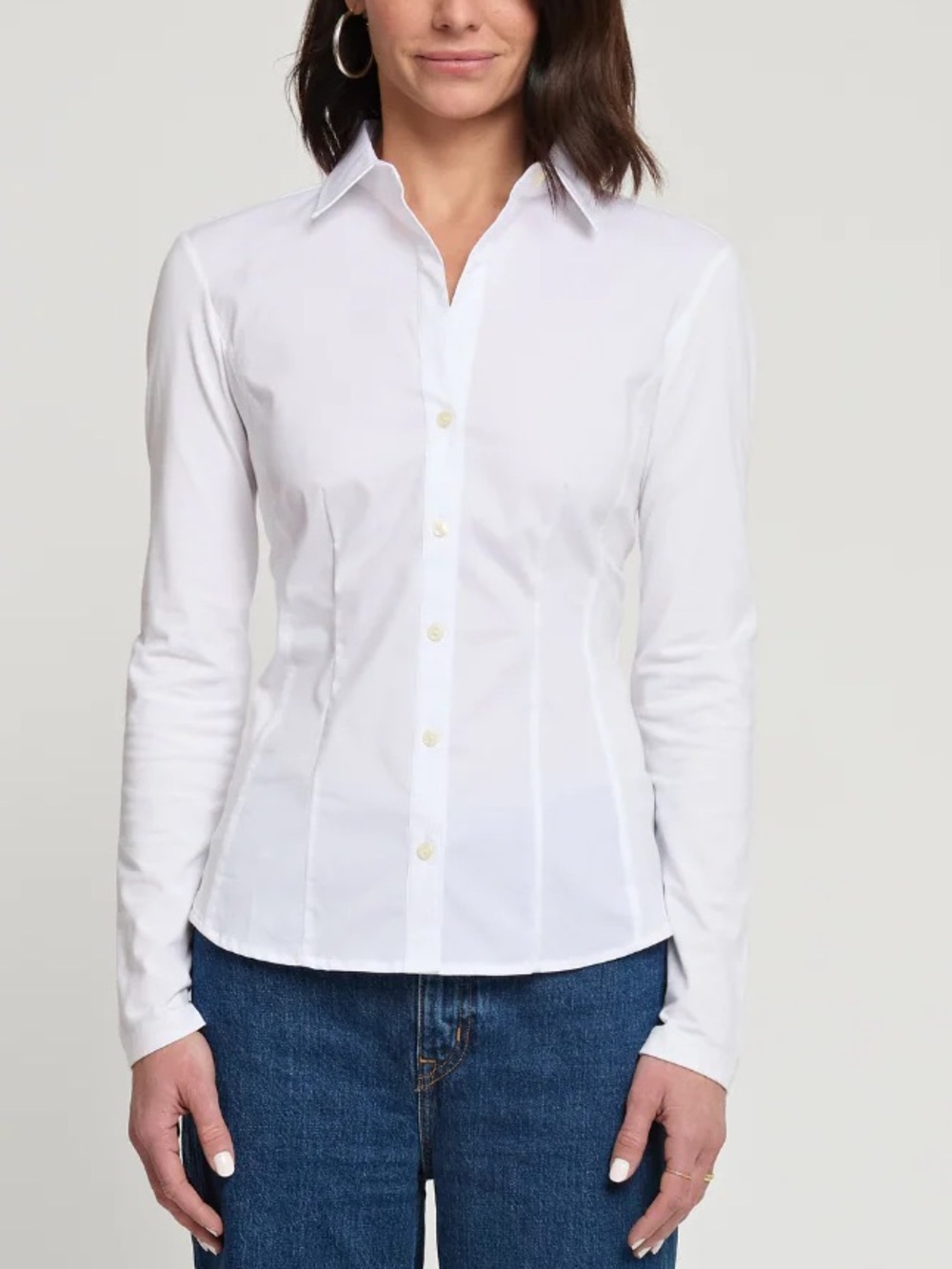 Hinson Wu White Tailored Seam Detail Button-Down Shirt • 2